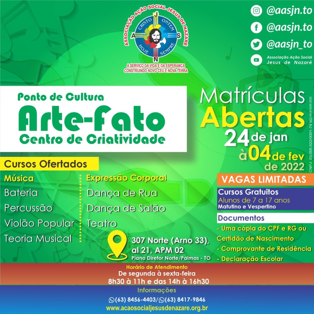 AASJN OFERTA VAGAS EM CURSOS DE ARTE-EDUCAÇÃO NO PROJETO ARTE-FATO