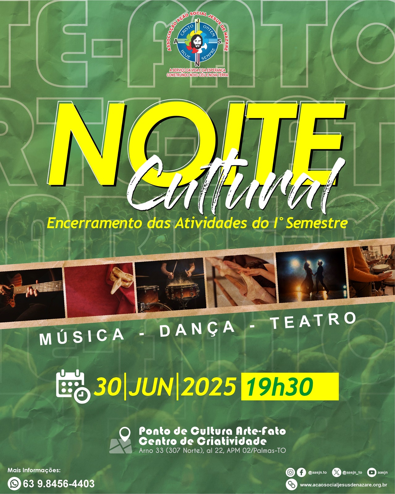 No momento, você está visualizando Noite Cultural encerra semestre com arte e  talento no Ponto de Cultura Arte-Fato